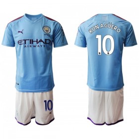 Koszulka Manchester City KUN AGUERO 10 Dziecięcy Domowe Koszulki Piłkarskie 2019-2020 Krótki Rękaw